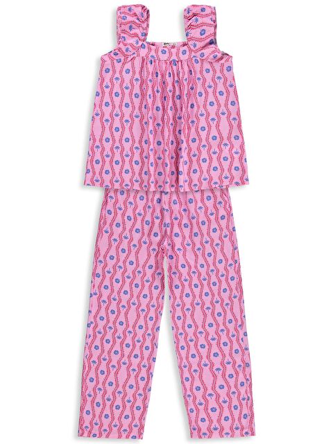 Civil Girls Palmiye Desenli 10-13 Yaş Takım - Lila