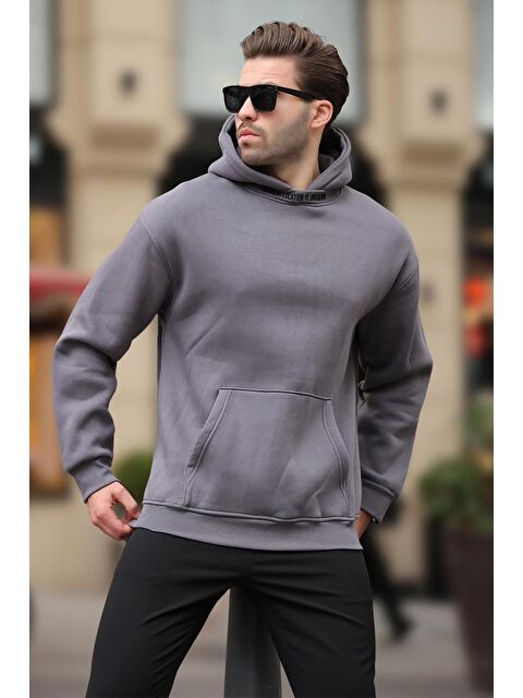 Madmext Füme Kapüşonlu Nakış Detaylı Sweatshirt 7099 - S000424252-33408