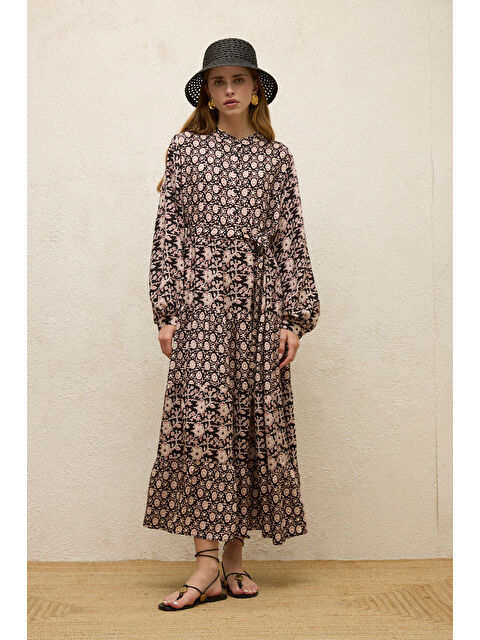Manuka Desenli Katlı Viskon Elbise Gaıa - S000227019-22843