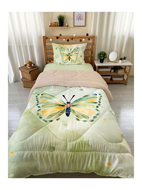Evmila Tek Kişilik Kelebek Desen 160x220 Cm Welsoft Çift Taraflı Silikon Yorgan Ve Uyku Seti - S000305315-23173
