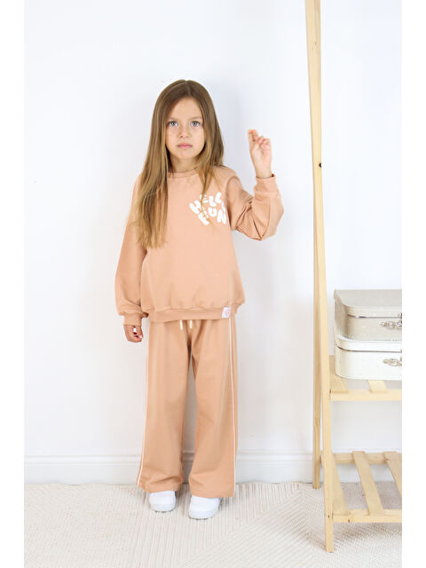 Harika Kids Kız Çocuk Hello Fun Baskılı İspanyol Paça İki İplik Eşofman Takımı - S000283790-17365