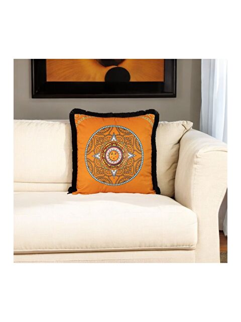 Asdiva Milano Etnik desen Turuncu  Dekoratif Kırlent Kılıfı 43x43 - S000356247-20013