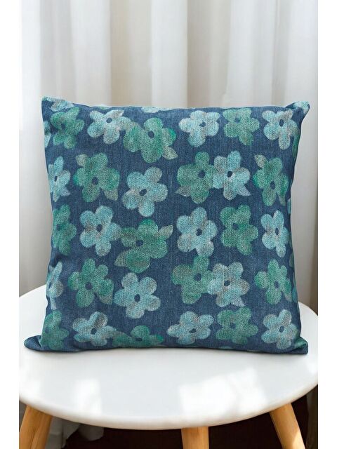 Asdiva Soft Papatya Desenli Dekoratif Mavi Kırlent Kılıfı 43x43 - S000356248-17234