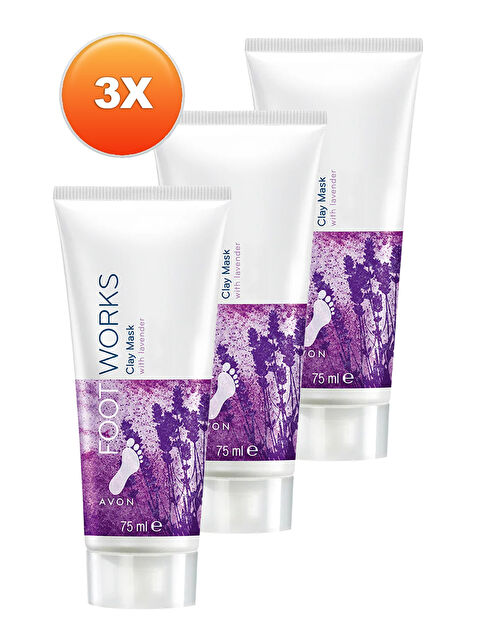 AVON Footworks Lavanta Özlü Ayak Kil Maskesi 75 Ml. Üçlü Set - S000285532-10231