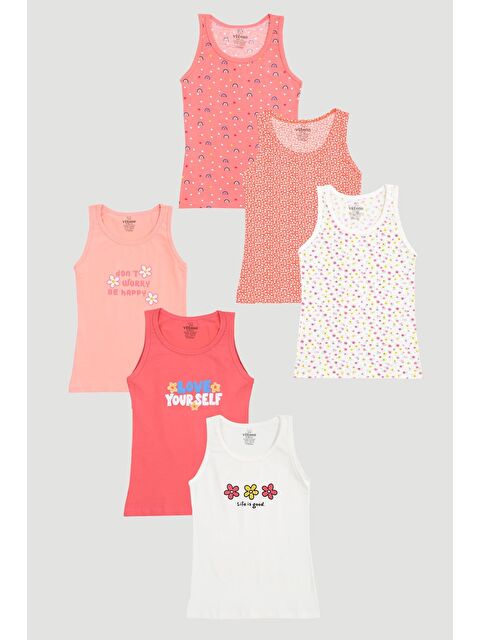 Vitmo 6'Lı Kız Çocuk Pamuklu Spring & Flower Karışık Atlet - S000333438-23173