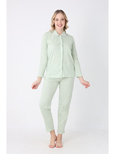 NBB Yeşil Sleepy Önden Düğmeli Pijama Takım - S000495891-18194