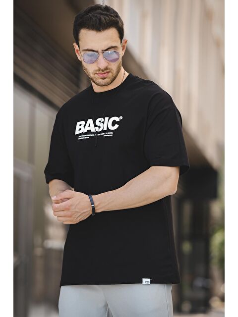 Oksit Basic Kabartma Baskılı Pamuklu Bisiklet Yaka  Erkek Tişört - S000124893-19351