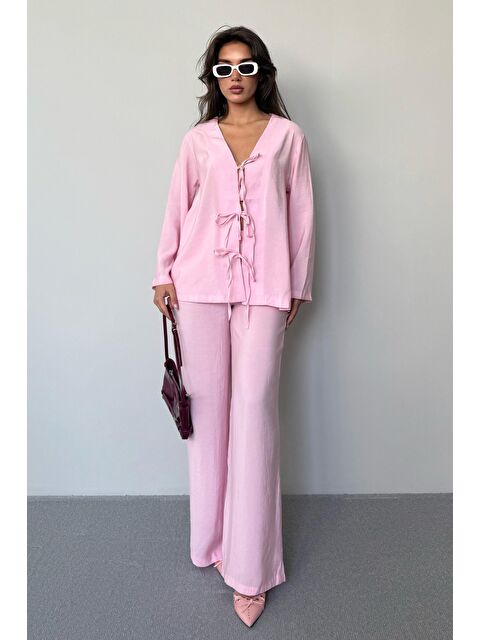 Madmext Pembe Önü Bağlamalı Alt Üst Takım Mg2473 - S000386754-20024