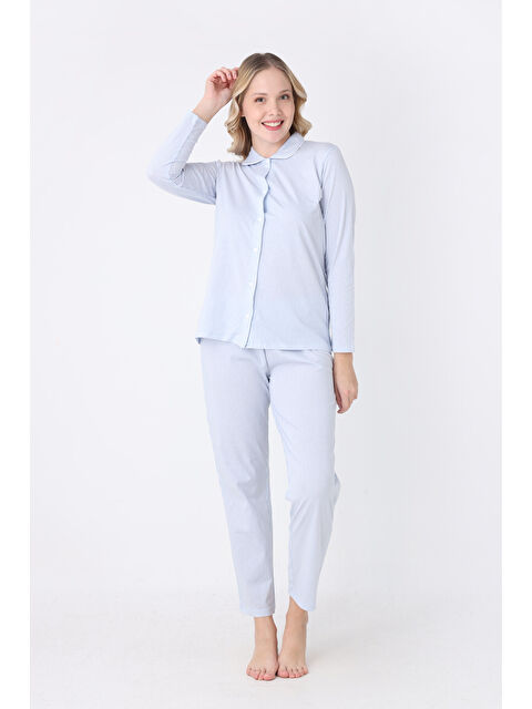 NBB Mavi Sleepy Önden Düğmeli Pijama Takım - S000495891-17234