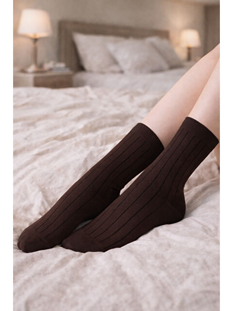 NBB Kahverengi Çizgi Desenli Çorap - S000495894-19413