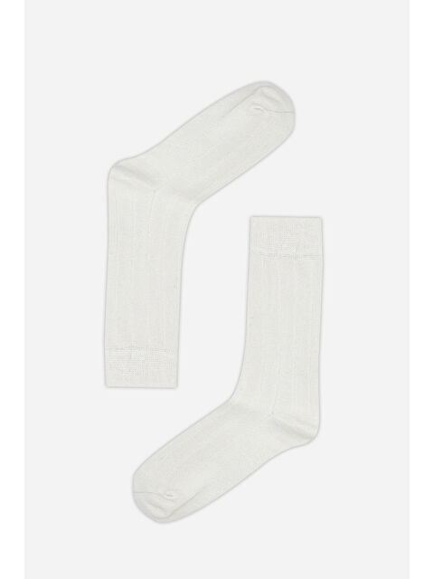 NBB Ekru Çizgi Desenli Çorap - S000495894-19965