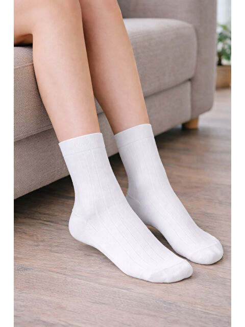 NBB Beyaz Çizgi Desenli Çorap - S000495894-20063