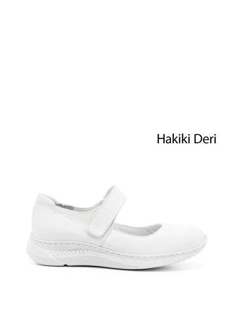 GÖNDERİ(R) Kadın CANLI BEYAZ Mary Jane Dolgu Taban Hakiki Deri Ayakkabı - S000367480-21165