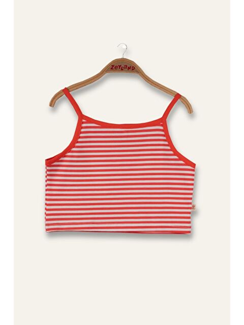 ZEYLAND Kız Çocuk Crop Çizgili Atlet - Coral Çizgili - S000363853-20048