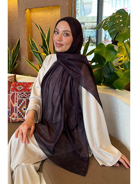 Lamelif Halka Desen Ferah Şal Mürdüm