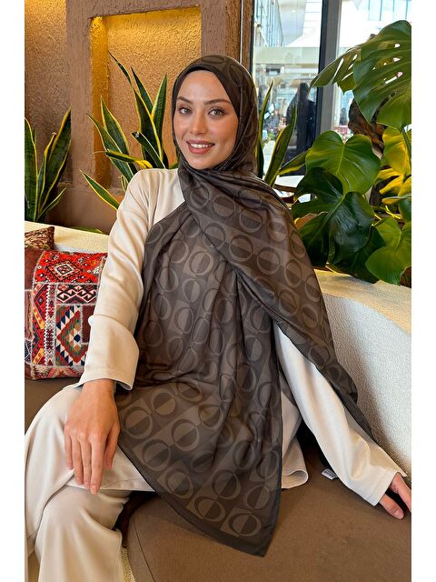 Lamelif Halka Desen Ferah Şal Haki