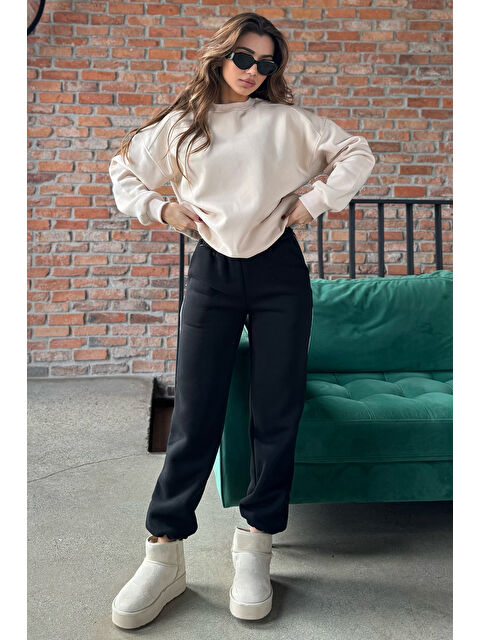 Gülseli Kadın Paça Lastikli Şardonlu Üç İplik Eşofman Altı - S000312351-19351