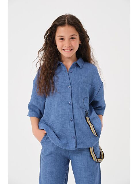 JAZZİEE Genç Kız Çocuk Aksesuar Detaylı Cepli Kısa Kollu Gömlek - S000315677-23710
