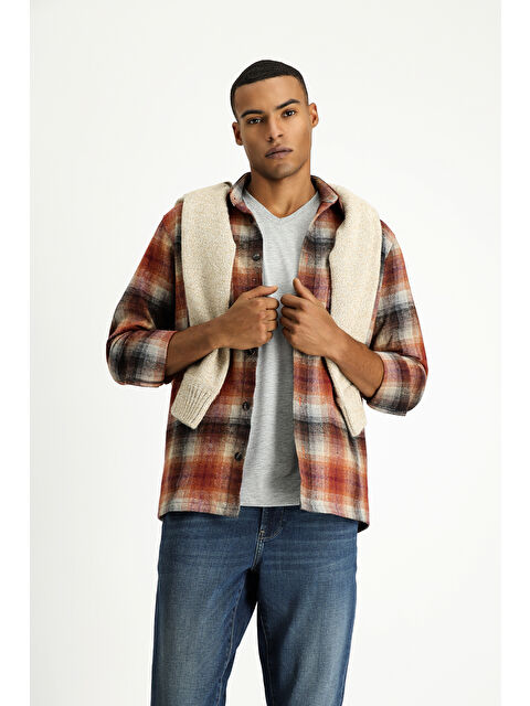 Kiğılı Uzun Kol Oversize Oduncu Ekose Pamuklu Gömlek - S000404990-18657