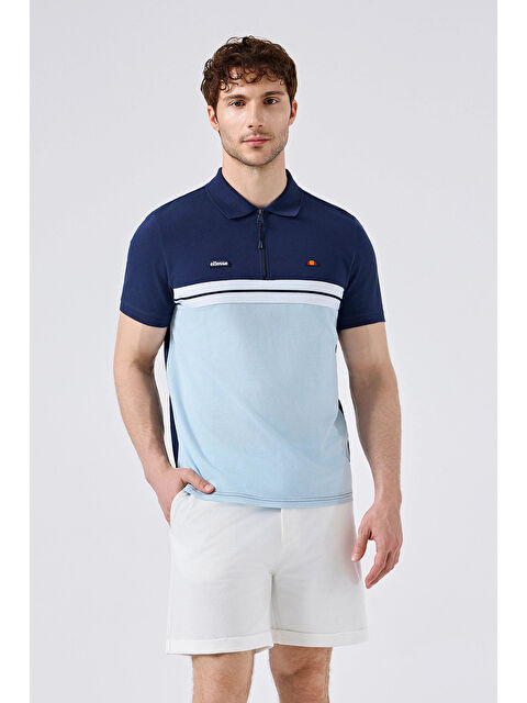 Ellesse % 100 Pamuk Renk Bloklu Fermuarlı Polo Yaka T Shirt 6SM5015 BBL