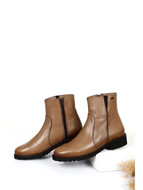 GÖNDERİ(R) Vizon Hakiki Deri Yuvarlak Burun Topuklu Kauçuk Taban Fermuarlı Kadın Günlük Bot 47408 - S000064728-26429