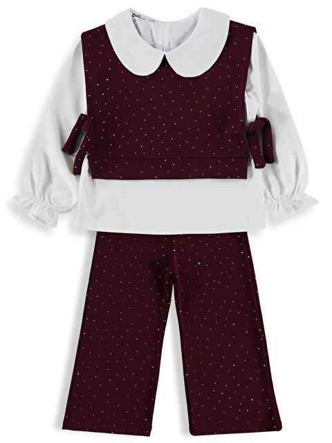 Civil Girls Yakalı 2-5 Yaş Takım - Bordo