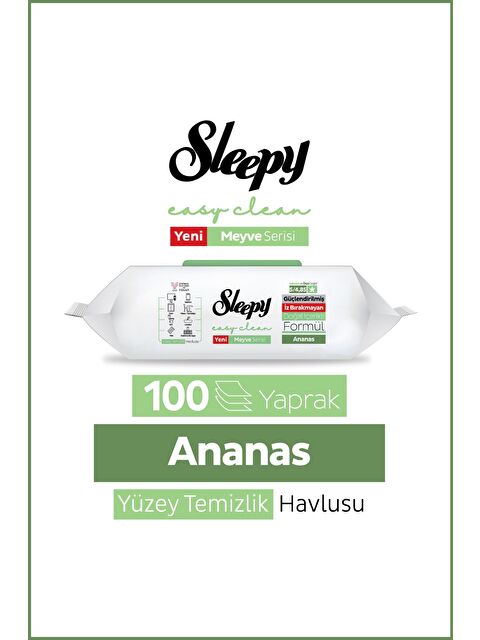 Sleepy Meyve Serisi Yüzey Temizlik Havlusu Mendili Ananas 100 Yaprak - S000529337-10231