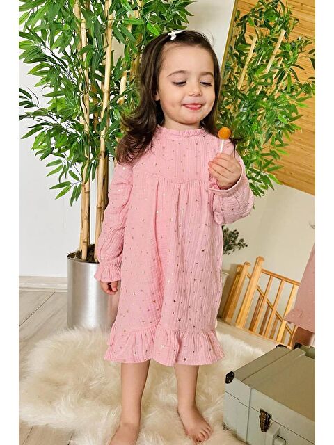 Monila Yeni Sezon Kız Çocuk Müslin Kumaş Pamuklu Elbise - S000514747-20028