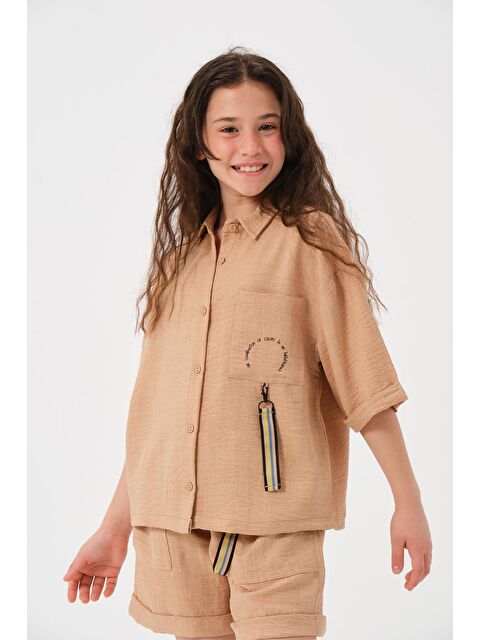 Jazzi·ee Genç Kız Çocuk Aksesuar Detaylı Cepli Kısa Kollu Gömlek - S000315678-19928