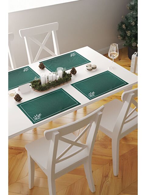 Asdiva Liva Minimal Nakış Detaylı Çerçeveli 1 Adet Amerikan Servisi 45x35 cm - Yeşil - S000423651-37325