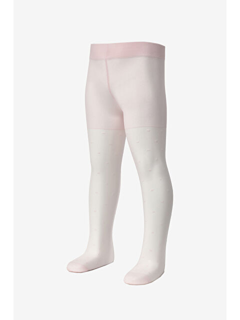 Le Mabelle Pembe Çizgili ve Puanlı Kız Çocuk Külotlu Çorap