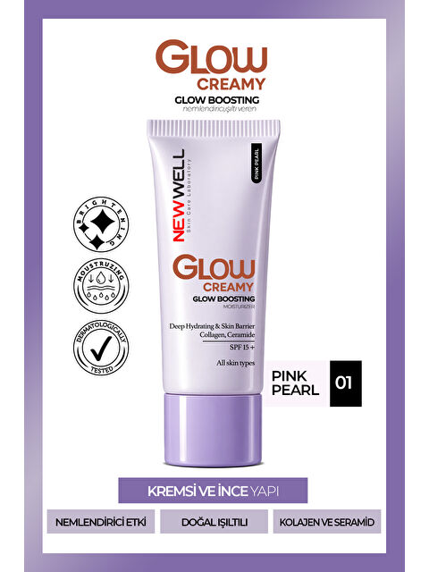 New Well Glow Boosting Işıltı Veren Nemlendirici Yüz Kremi SPF 15+ Pink Pearl 01 30 ml - S000529339-37241