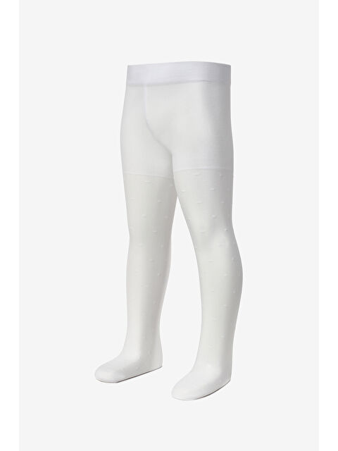 Le Mabelle Beyaz Çizgili ve Puanlı Kız Çocuk Külotlu Çorap