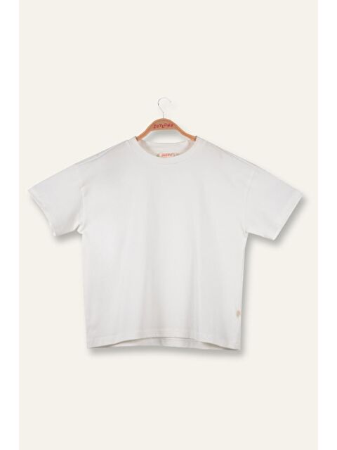 ZEYLAND Kız Çocuk Oversıze T-Shirt - Ekru - S000363864-19965