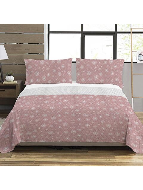 Evmila Karahindiba Desen Çift Kişilik Baskılı Pike (200x220 Cm) Pembe - S000124148-23173