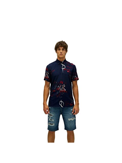 Bad Bear Lost Erkek Lacivert Kısa Kollu Gömlek - S000517197-21164