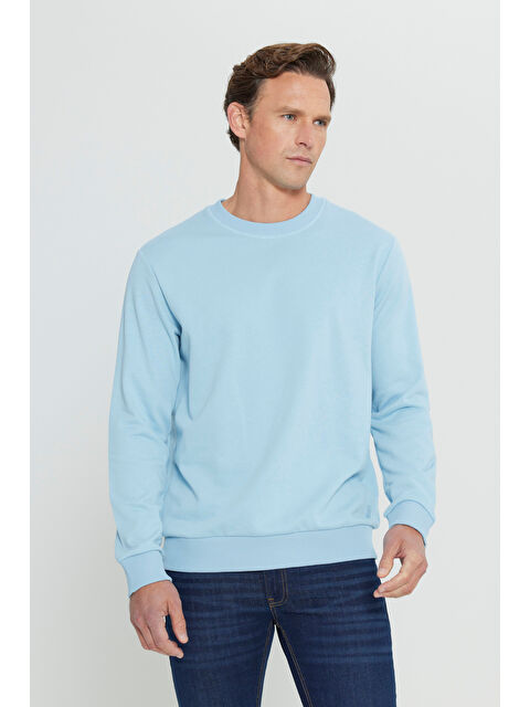 AC&Co / Altınyıldız Classics Erkek Açık Mavi Standart Fit Normal Kesim Bisiklet Yaka Pamuklu Sweatshirt - S000394277-17437