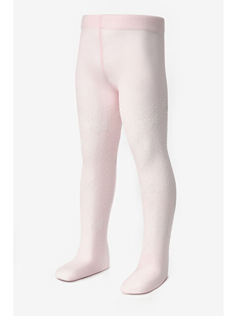 Le Mabelle Pembe Puanlı ve Kelebek Desenli Kız Çocuk Külotlu Çorap