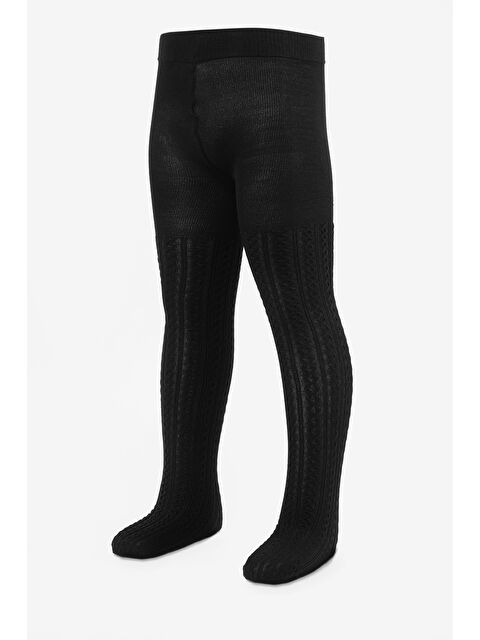 Le Mabelle Siyah Örgü Desen Kız Çocuk Külotlu Çorap