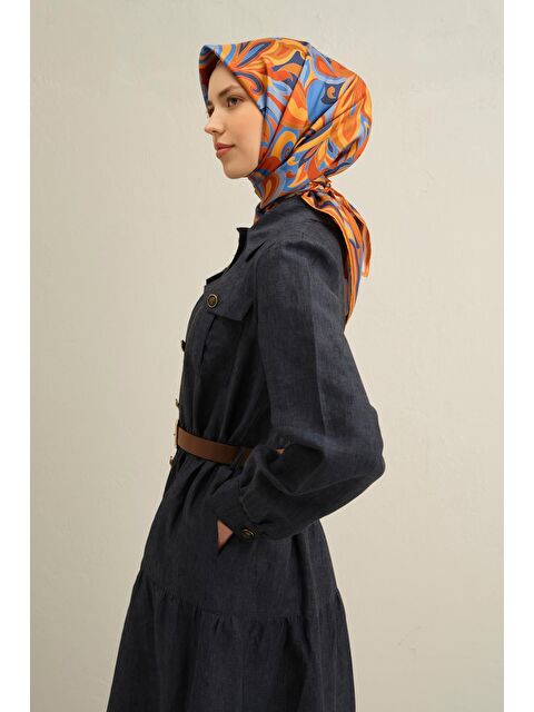 ARMİNE Geometrik Desenli Saf İpek Twill Eşarp 9323 54