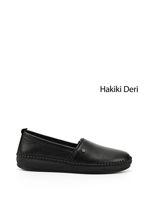 GÖNDERİ(R) Kadın AÇIK SİYAH Dolgu Taban Hakiki Deri Comfort Ayakkabı - S000380670-1720