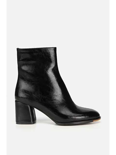 Yaya By Hotiç Kadın Rugan Siyah Fermuarlı Kalın Topuklu Bot - S000487694-19351