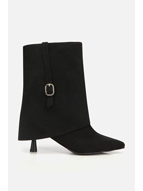 Yaya By Hotiç Kadın Süet Siyah Pantolon Görünümlü Tokalı Topuklu Bot - S000487695-19351