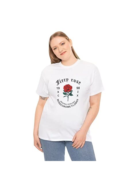 Jane's Unisex Bisiklet Yaka Baskılı T-Shirt - Beyaz