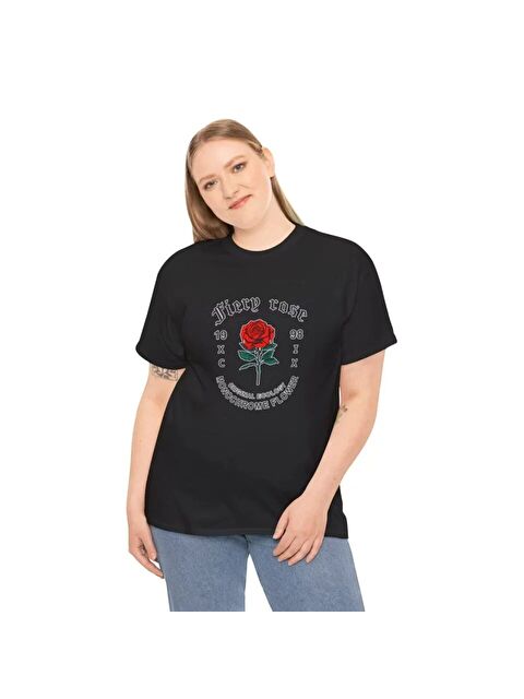 Jane's Unisex Bisiklet Yaka Baskılı T-Shirt - Siyah