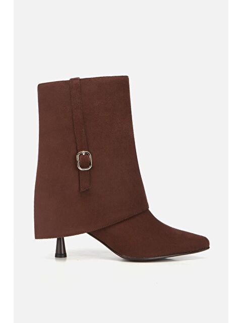 Yaya By Hotiç Kadın Süet Kahverengi Pantolon Görünümlü Tokalı Topuklu Bot - S000487695-19413