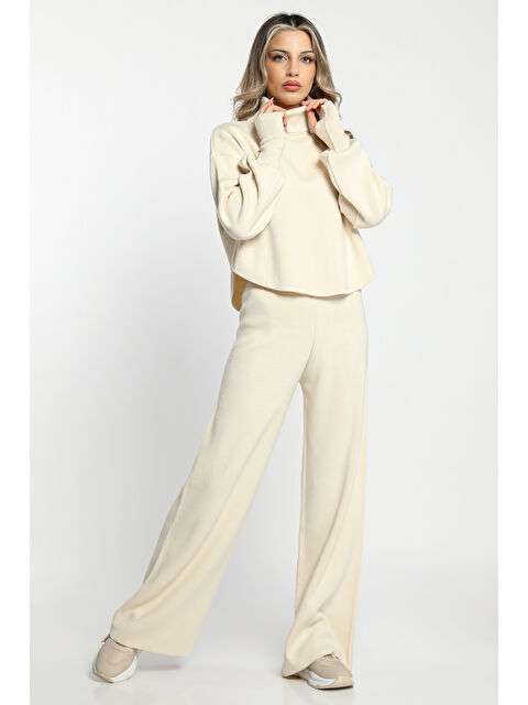 Gülseli Kadın Parmak Geçmeli Yüksek Bel Triko Takım - S000300003-19965