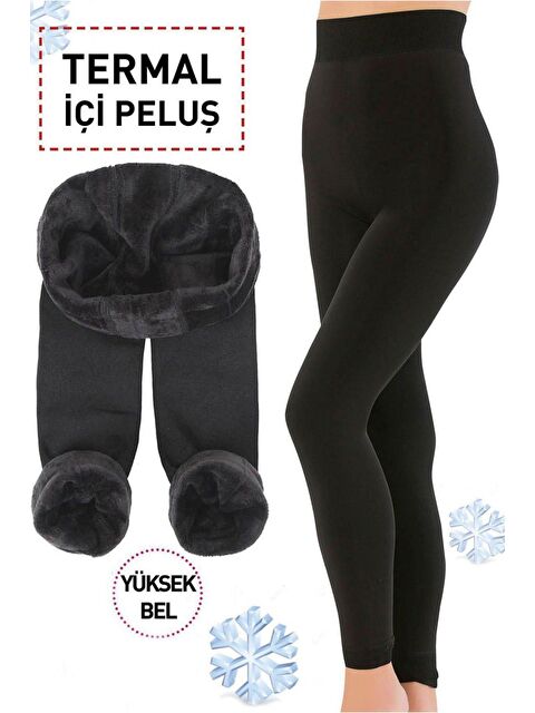 C&City Kadın Termal İçi Pelüş Kalın Tayt Siyah - S000222358-19351