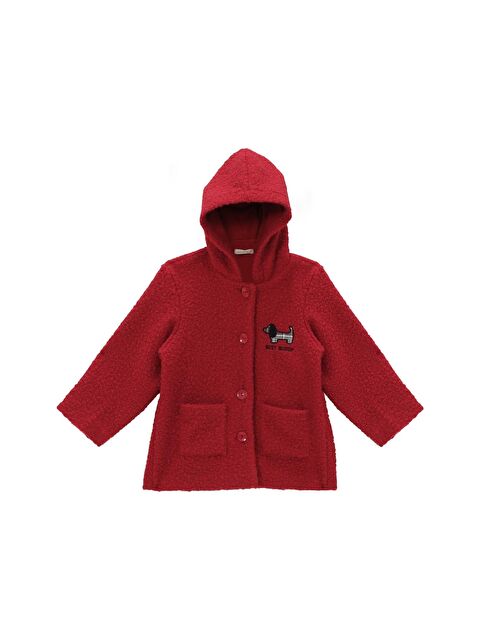 MİNİNİO Kız Bebek Köpek Nakışlı Kaban - Bordo - S000325925-19951