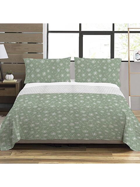 Evmila Karahindiba Desen Çift Kişilik Baskılı Pike (200x220 Cm) Yeşil - S000124150-23173